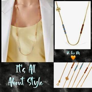 NWT Tory Burch Kira 18K Gold-Plate & Enamel Long Necklace